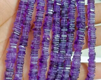 Amethyst Heishi Shape Smooth Beads, Square Shape Smooth Beads, 5.50X5.50 MM Approx 16"Inches Natural Amethyst Beads.