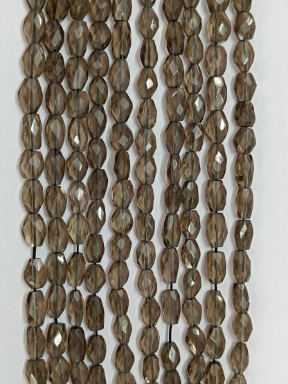 Smoky Quartz Faceted Oval Beads, Smoky Crystal Oval Beads, Smoky Quazrt Faceted Beads 14" Strand, Transparent Smoky quartz