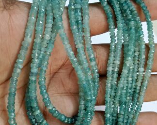 Grandidierite Beads, 3.50 MM Faceted Rondelles, Shaded Teal Gemstone Beads 18 inch Strand, Blue and Green Gems for Making Necklace & Jewelry