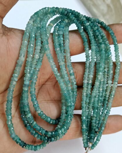 Grandidierite Beads, 3.50 MM Faceted Rondelles, Shaded Teal Gemstone Beads 18 inch Strand, Blue and Green Gems for Making Necklace & Jewelry