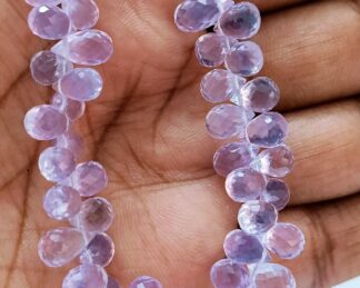 Lavender Quartz Faceted Drops Shape Briolettes, Purple Lavender Quartz TearDrops, Scorolite Drops Briolettes, Gorgeous Lavender