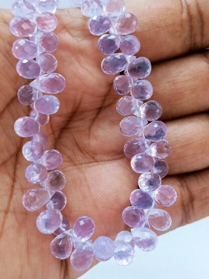 Lavender Quartz Faceted Drops Shape Briolettes, Purple Lavender Quartz TearDrops, Scorolite Drops Briolettes, Gorgeous Lavender