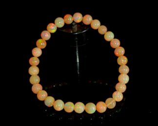 Natural Ethiopian Welo Fire Opal Beaded Bracelet 6.50 MM, Opal Smooth Stretch Bracelet 7 inch, Gorgeous Gift For Men & Women