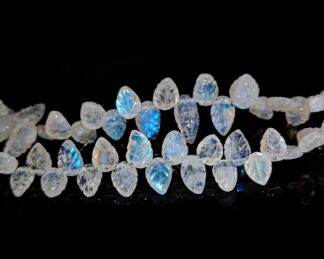 Rainbow Moonstone Carving Leaves Beads, Rainbow Moonstone Carved Stone Beads With Blue Flash.