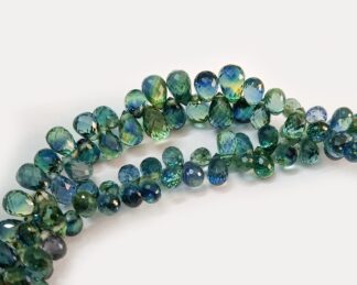 Natural Green Sapphire Blue Sapphire Faceted Sparkling Teardrop Beads, Green, Blue Sapphire Sparkling Briolette Beads- No Heated No Treated