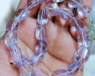 Natural Pink Amethyst faceted Tumbled Clear AAA Quality Laser Cutting Beads, Nugget For Jewelry Making. 13" Strand