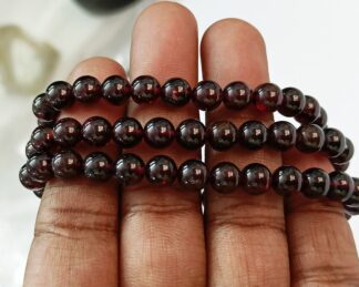 Garnet Bracelet, 7 mm, 7" Beautiful Natural Red Garnet Beaded Bracelet for Men & Women.