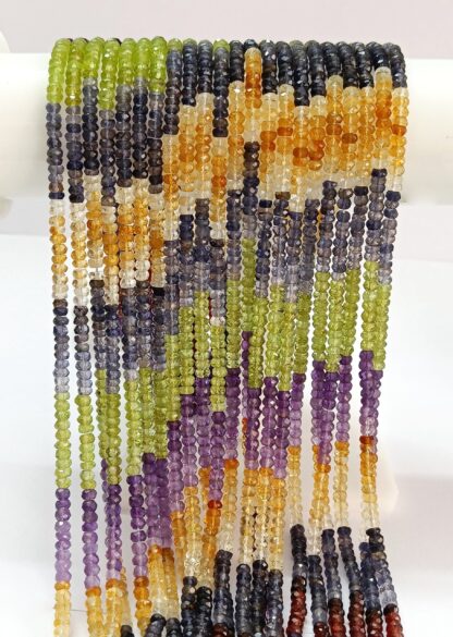 Natural Mix Stone Multi Rondelle Faceted Gemstone Beads 13.50 Inch Strand 4.00MM Natural Semi Precious Mix Stone Beads.