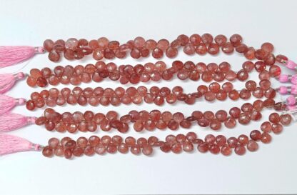 Strawberry Quartz Heart Shape Briolette, Natural Pink Strawberry heart shape Beads, Strawberry Quartz Briolette For Jewelry Making.