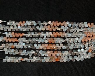 Multi Moonstone Faceted Heart Shape Beads, Multi Moonstone Briolettes, Moonstone Drilled Faceted Heart Beads for jewelry making.