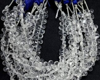 Crystal Faceted Pears Shape Beads, Crystal Quartz Briolettes, Crystal Beads for jewelry making.