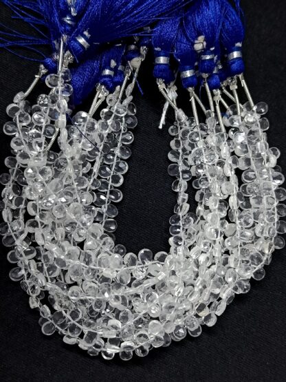 Crystal Faceted Pears Shape Beads, Crystal Quartz Briolettes, Crystal Beads for jewelry making.