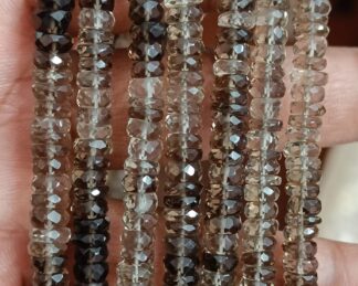 Smoky Quartz Faceted Tyre Shape Beads, Smoky Quartz Faceted Roundel Beads, Smoky Quartz Gemstone Necklace, Jewelry Making.