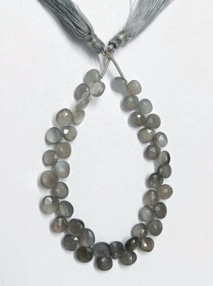 Grey Moonstone Faceted Heart Shape Beads, Grey Moonstone Briolettes, Moonstone Drilled Faceted Heart Beads for jewelry making.