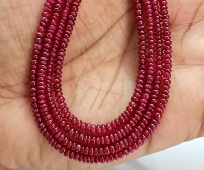Ruby Longido Faceted Rondelle Beads, Ruby Faceted Gemstone Roundel Beads 2.5 to 3.5MM. July Birth Stone Necklace Beads