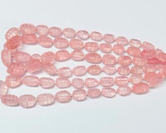 Rose Quartz Carving Tumble Beads, Rose Quartz Fancy Tumble Beads, Rose Quartz Gemstone Jewelry Making 16" Strand.